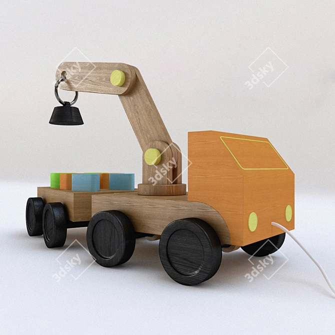 IKEA-inspired Wooden Truck Toy 3D model image 1