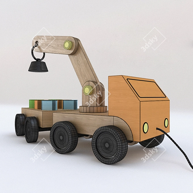 IKEA-inspired Wooden Truck Toy 3D model image 2