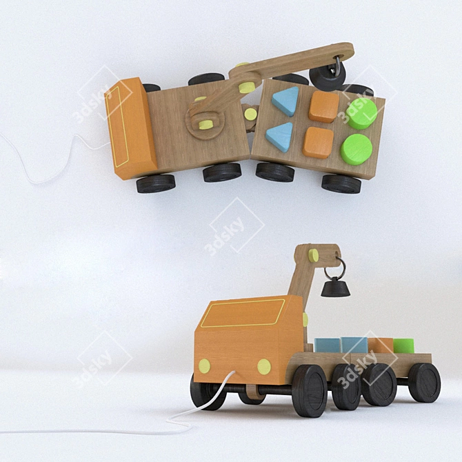 IKEA-inspired Wooden Truck Toy 3D model image 3