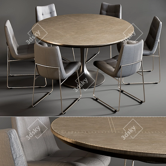 Modern Dining Set: Powell Tulip Table & Alice Chair 3D model image 1