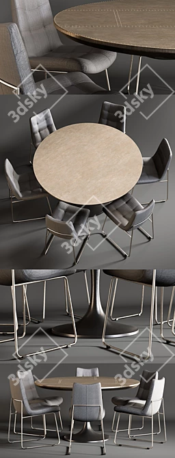 Modern Dining Set: Powell Tulip Table & Alice Chair 3D model image 2