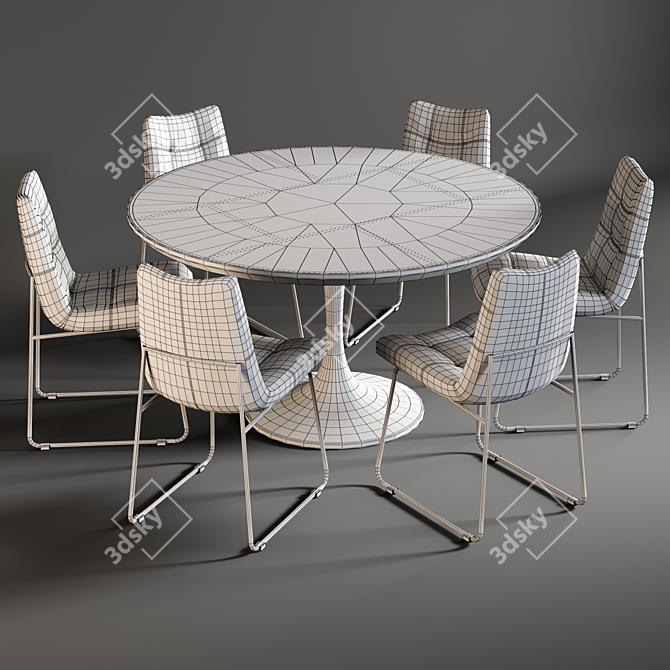 Modern Dining Set: Powell Tulip Table & Alice Chair 3D model image 3