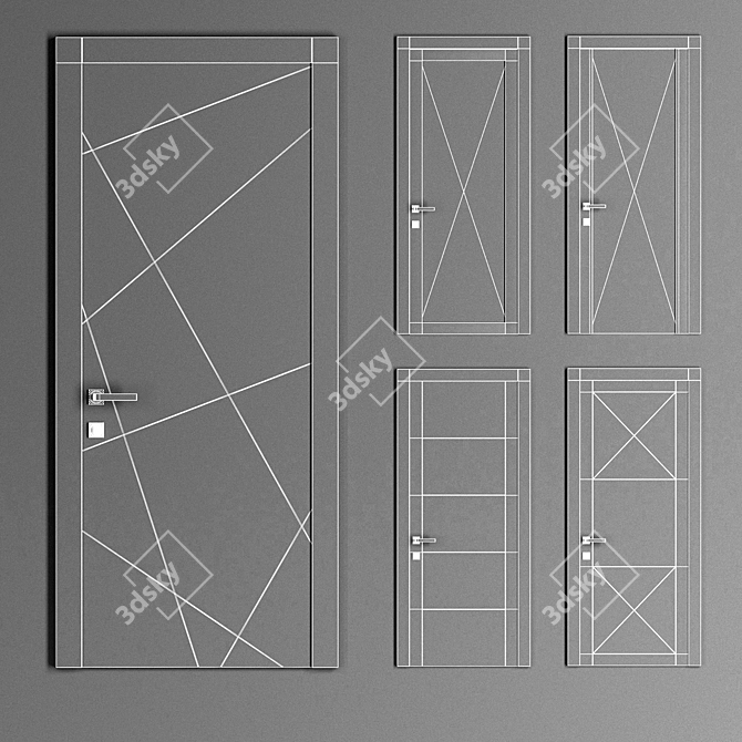 Volhovec Linea Set - Modern Geometric Door Collection 3D model image 3