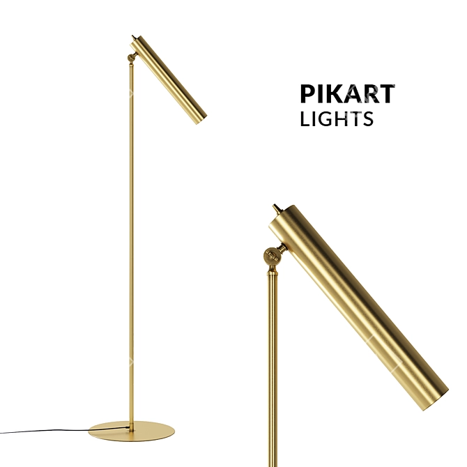 Sleek Brass Floor Lamp | Pikartlights 3D model image 1