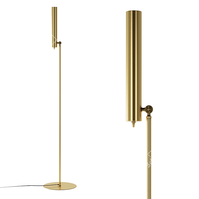 Sleek Brass Floor Lamp | Pikartlights 3D model image 2