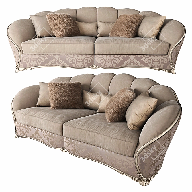 Gold Comfort Dahlia Sofa 3D model image 1