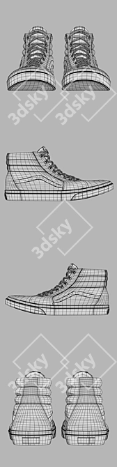 Poly Mid Vans: Sleek Hi-Top Shoes 3D model image 3