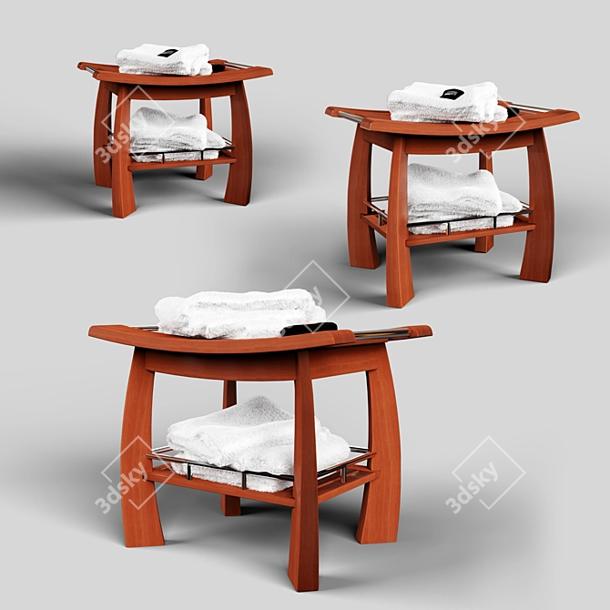 Spa Teak Shower Bench 3D model image 1