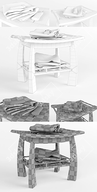 Spa Teak Shower Bench 3D model image 3