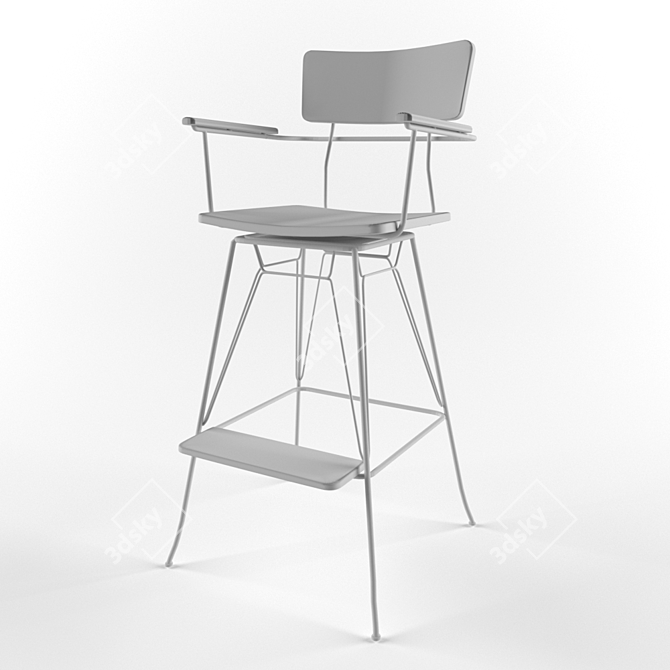 Modern Adjustable Swivel Bar Stool 3D model image 2