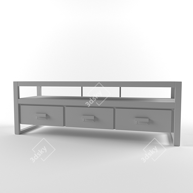 Modern Bin Pull Media Console 3D model image 2