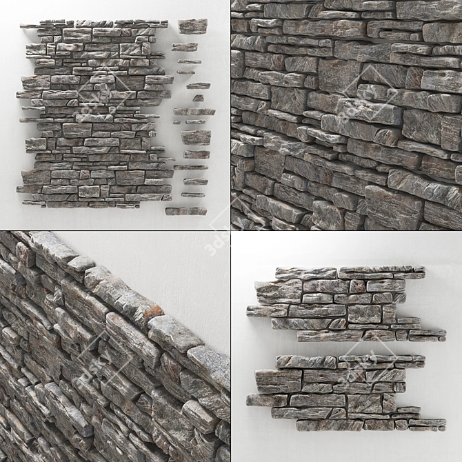 Rock Stone Panel: High-Quality 3D Texture 3D model image 3
