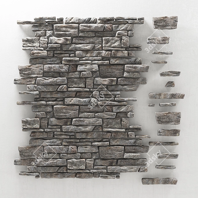 Rock Stone Panel: High-Quality 3D Texture 3D model image 1