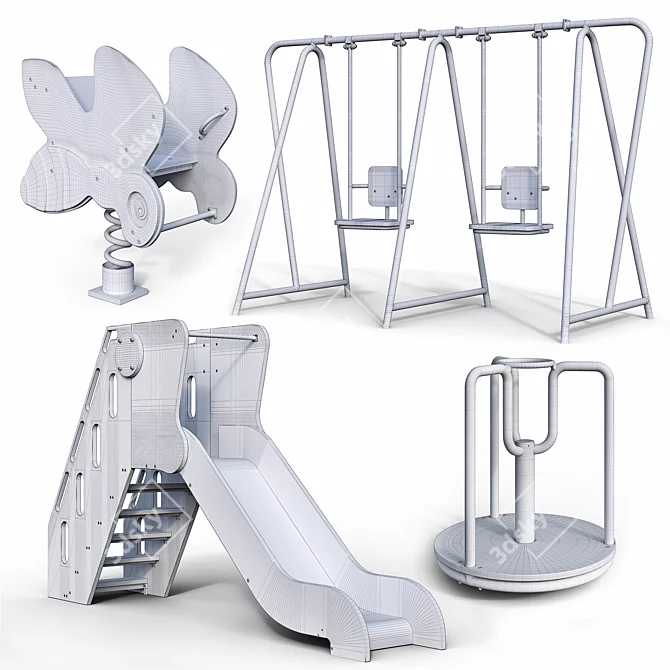 Playtime Fun: Kids' Play Equipment 3D model image 2