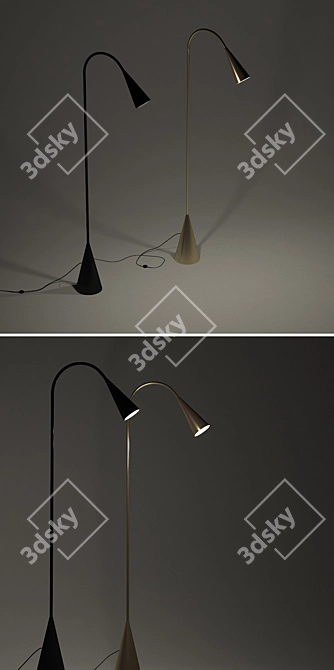 Elegant Black & Bronze Floor Lamp 3D model image 2