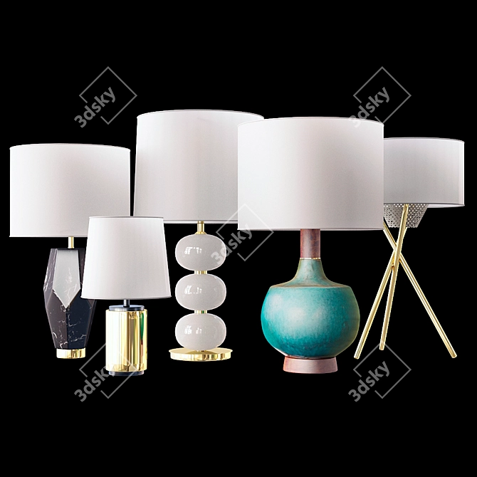 Marble Pillar Table Lamp 3D model image 1