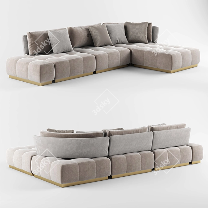 Elegant Infinity Sectional Sofa 3D model image 1