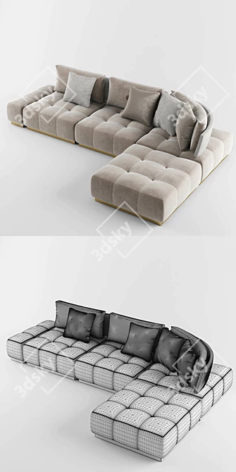 Elegant Infinity Sectional Sofa 3D model image 3