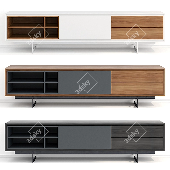 Sleek and Stylish Modloft Baxter Media Cabinet 3D model image 1