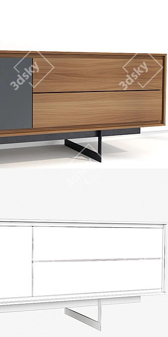 Sleek and Stylish Modloft Baxter Media Cabinet 3D model image 2