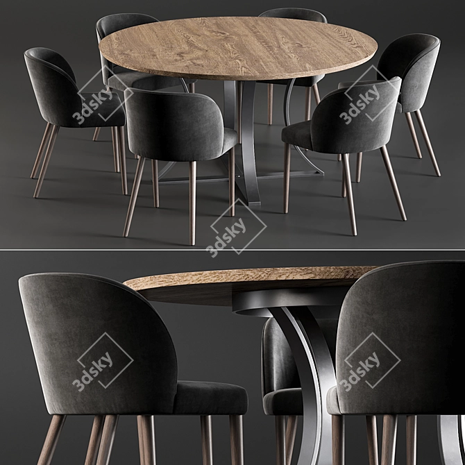 Title: Modern Dining Set: Gage Table and Camilie Chairs 3D model image 1