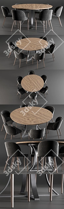 Title: Modern Dining Set: Gage Table and Camilie Chairs 3D model image 2