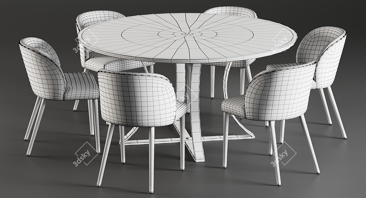 Title: Modern Dining Set: Gage Table and Camilie Chairs 3D model image 3