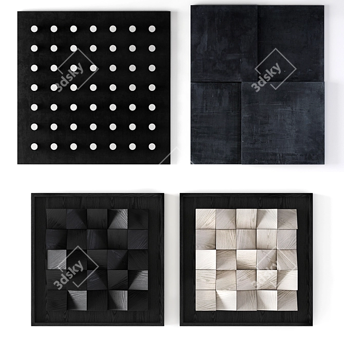 Modern Geometric Wall Art Collection 3D model image 1