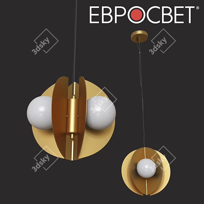 Triad Suspension Lamp - Eurosvet 50144/3 (Gold/Black) 3D model image 1