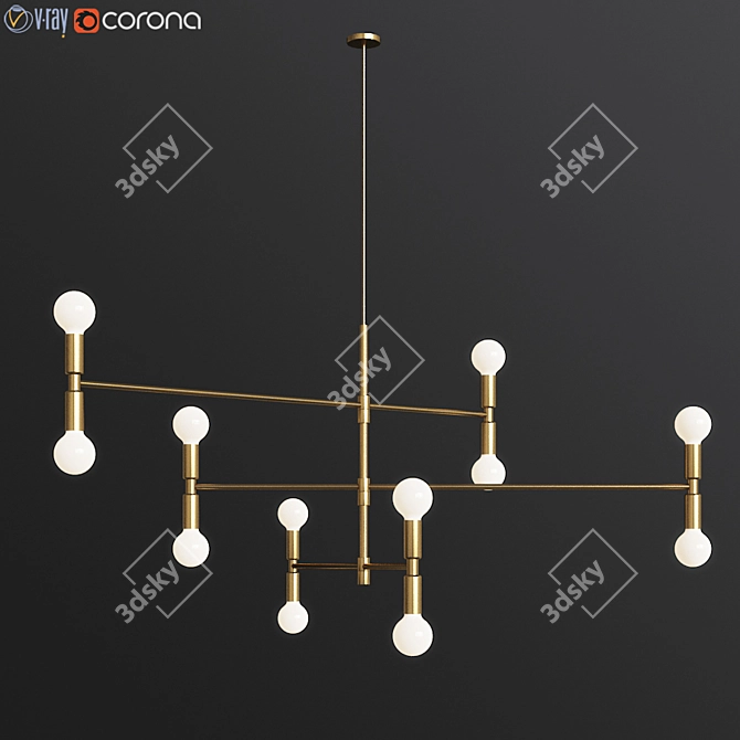 Yoka Modern Pendant Lighting: Elegant Brass and Glass Design for Contemporary Spaces 3D model image 1