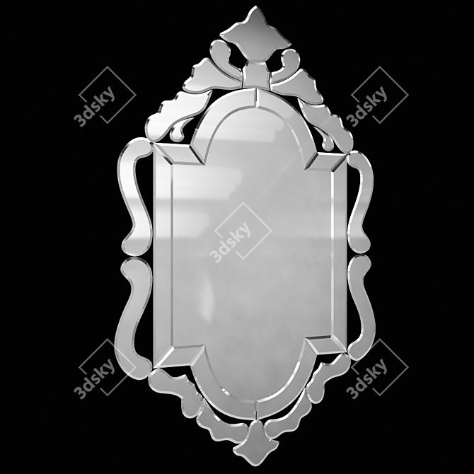 Elegant Glass Framed Mirror 3D model image 2