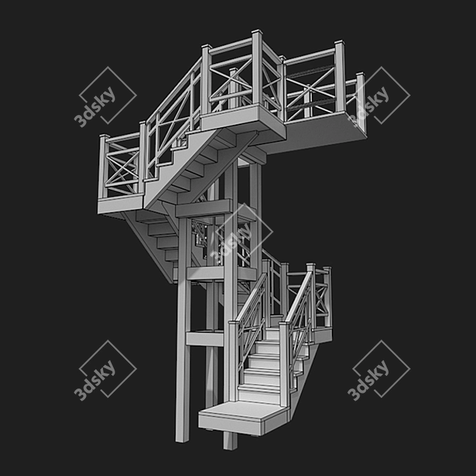 Versatile Outdoor Staircase 3D model image 3