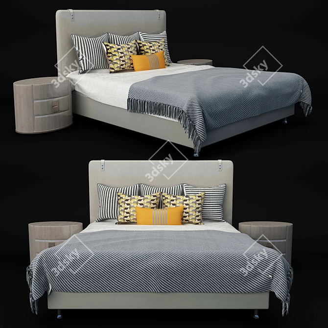 Sleek and Stylish Contemporary Bed 3D model image 1