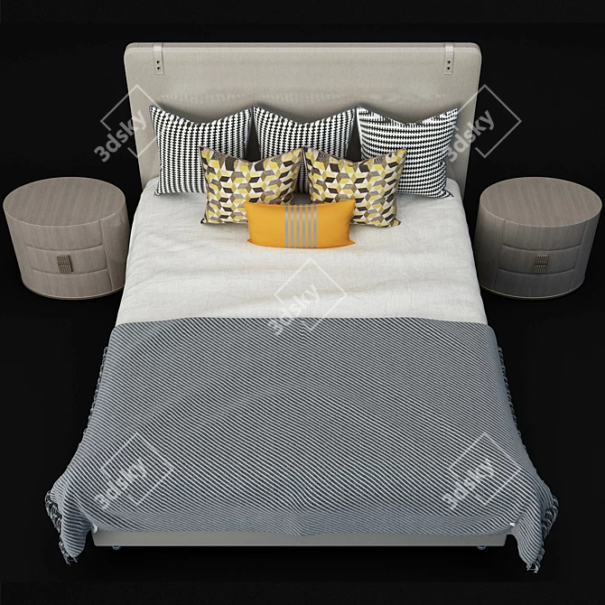 Sleek and Stylish Contemporary Bed 3D model image 2