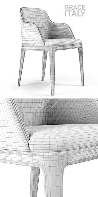 Elegant Beige Chair: Poliform Grace 3D model image 3