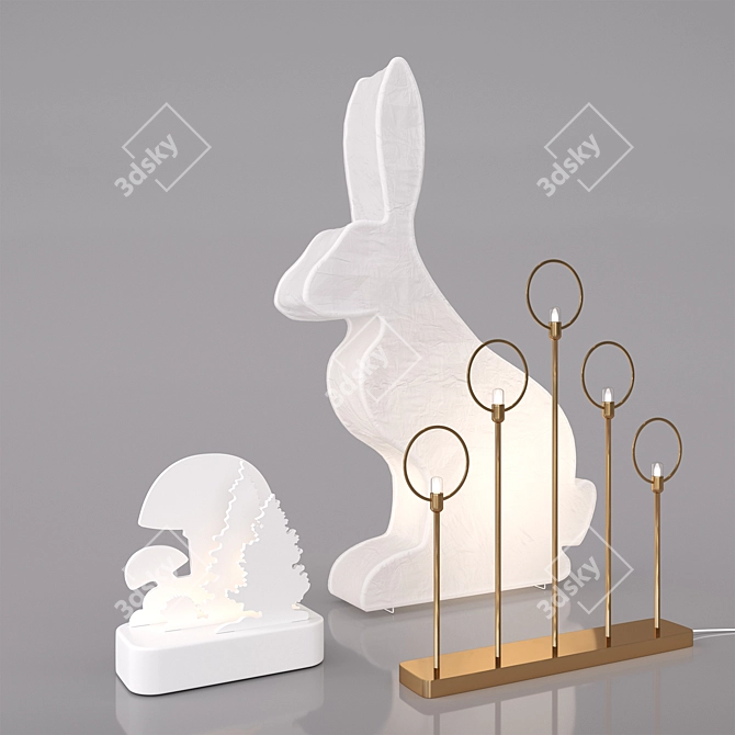 Children's LED Decorative Lamps: Bunny, Winter Forest 3D model image 1