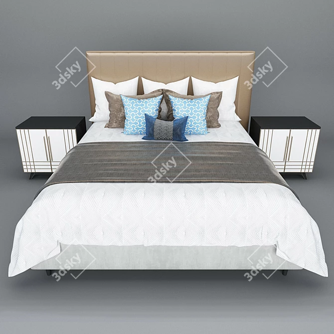 Sleek Contemporary Bed 3D model image 1