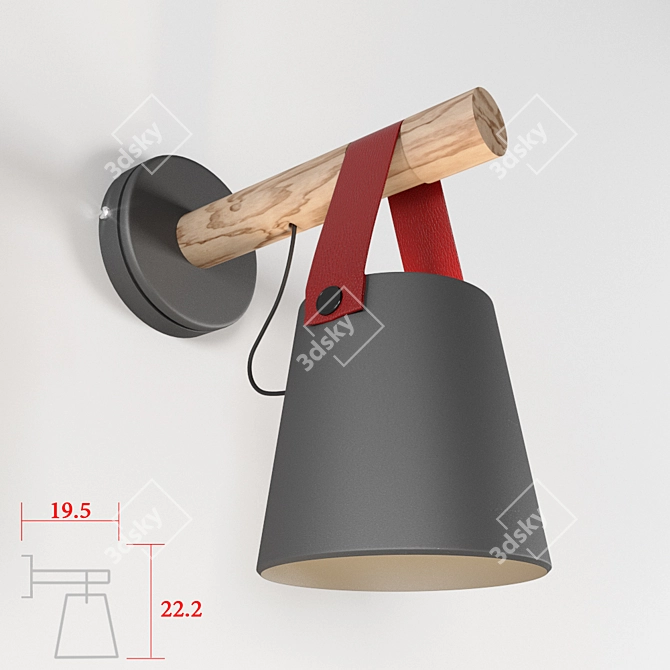 Nordic Wooden Wall Lantern 3D model image 1