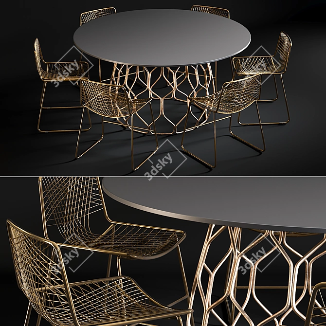 Brass Alpha Dining Set 3D model image 1