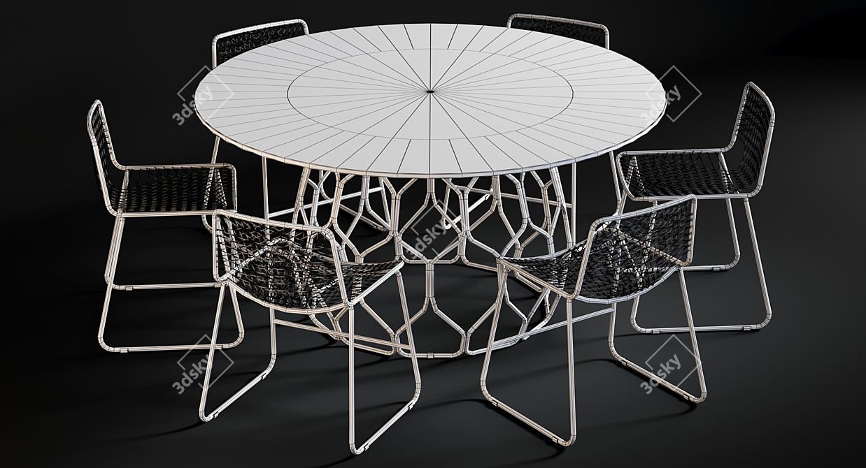 Brass Alpha Dining Set 3D model image 3