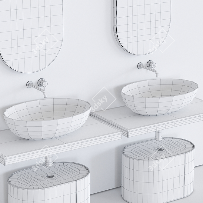 Cielo Multiplo Set: Vanity Unit, Washbasin & Mirror 3D model image 3