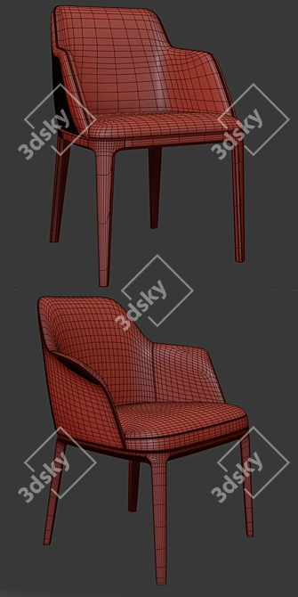 Elegant Poliform Dining Chairs - Set of 2 3D model image 3