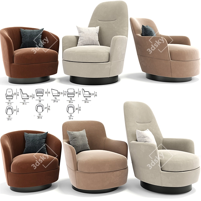 Luxury Minotti Jacques Armchair Set 3D model image 1