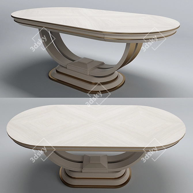 Elegant Gold Trim Dinner Table 3D model image 1