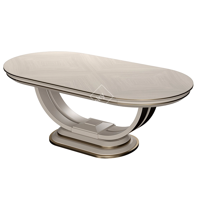 Elegant Gold Trim Dinner Table 3D model image 4