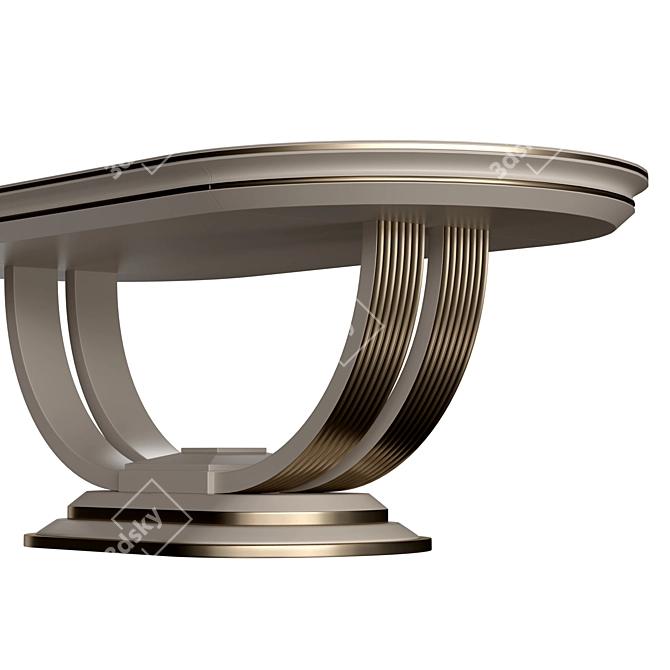 Elegant Gold Trim Dinner Table 3D model image 5