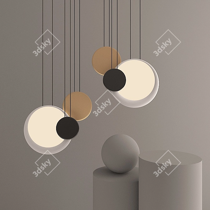 Elegant Metal Ceiling Light 3D model image 1