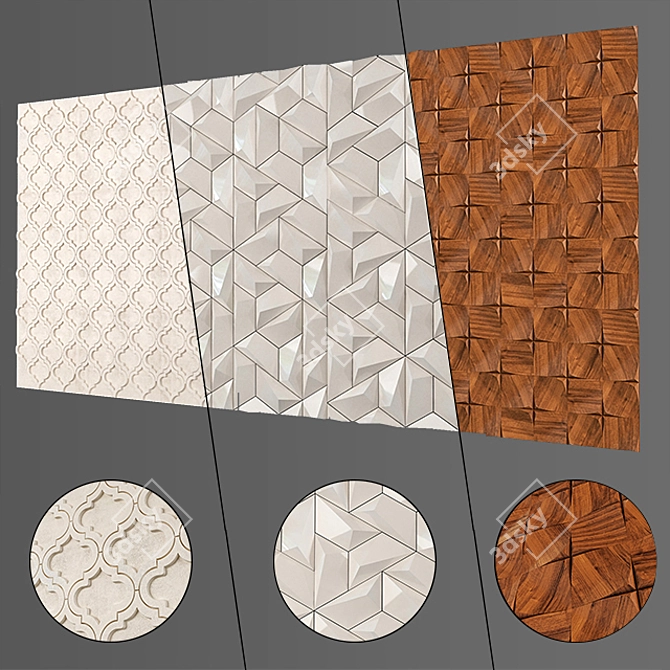 3D Tile Panel: 3 Unique Models 3D model image 1