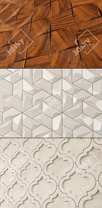 3D Tile Panel: 3 Unique Models 3D model image 2