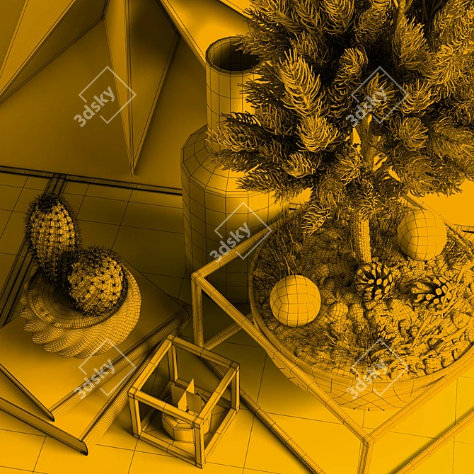 Title: Pine Tree Decor Set 3D model image 3